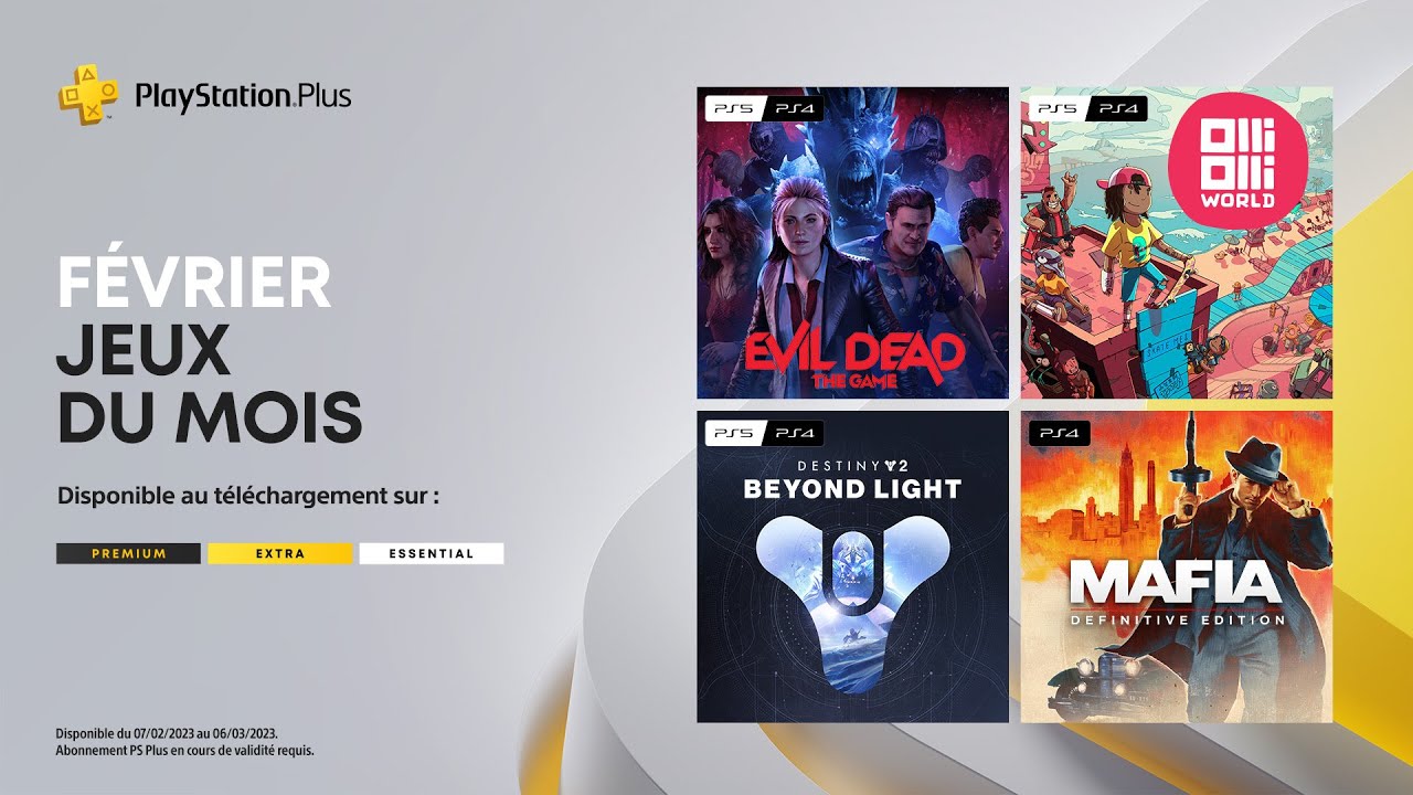 PlayStation Plus - Février 2023 - Destiny 2  Au-delà de la Lumière, OlliOlli World, Evil Dead, Mafia