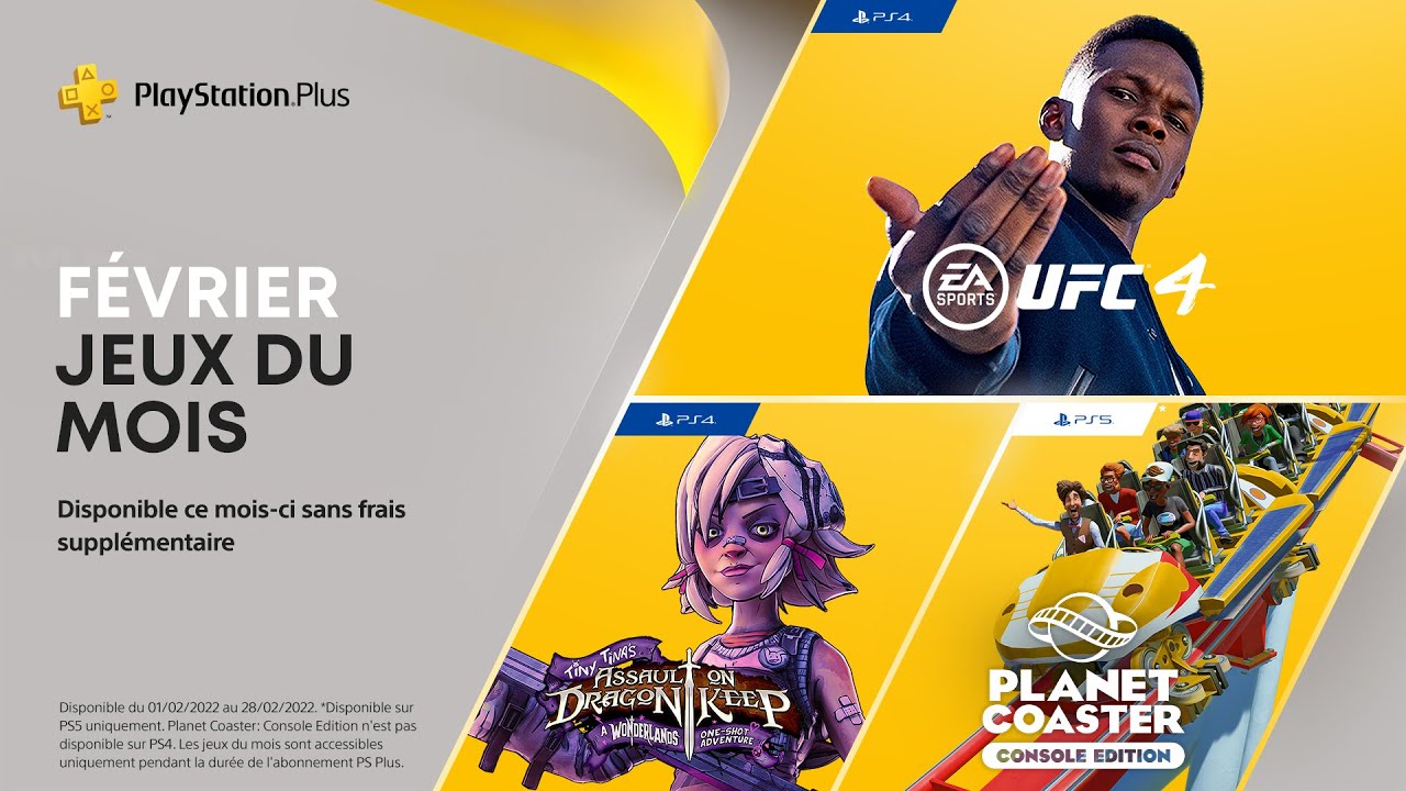 PlayStation Plus - Février 2022 - UFC 4, Tiny Tina et la Forteresse du Dragon et Planet Coaster