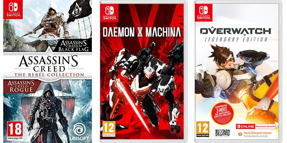 Pack de 3 jeux Nintendo Switch (Assassin’s Creed Rebel Collection, Daemon X Machina, Overwatch)