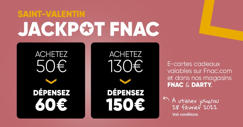 [10/02] Cartes Cadeaux FNAC jackpot (60€ à 50€ et 150€ à 130€)