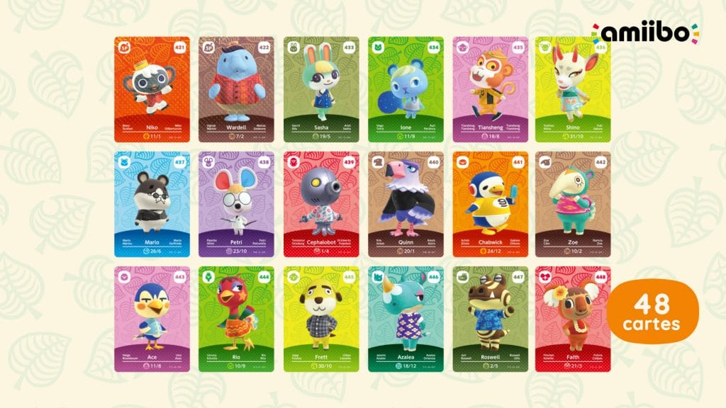 Animal Crossing Amiibo 48 Cartes