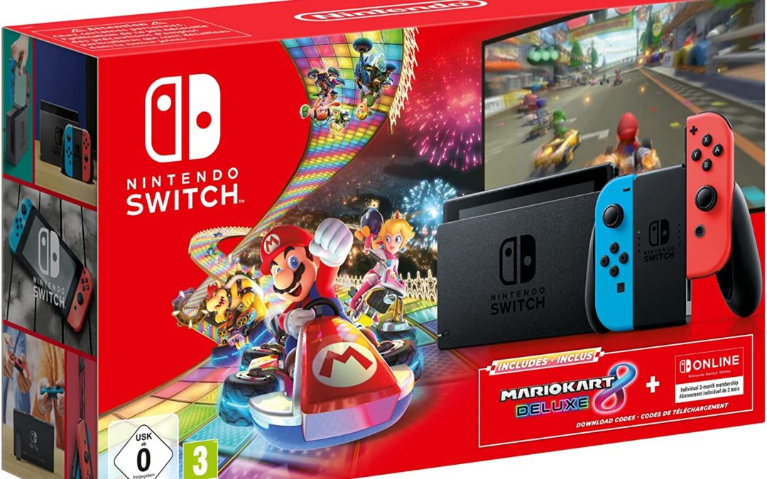 Console Nintendo Switch Bundle Mario Kart 8 Deluxe et 3 mois d’abonnement Nintendo Switch Online